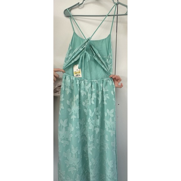 A New Day Dress Womens X-Small Mint Green Floral Lined Jacquard Maxi Slip‎ New - Picture 3 of 13